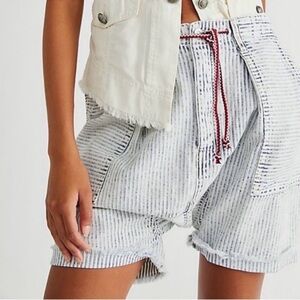 We The Free Striped White and Blue Shorts